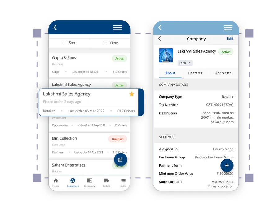 Edistera CRM sales rep mobile app — Pocket CRM